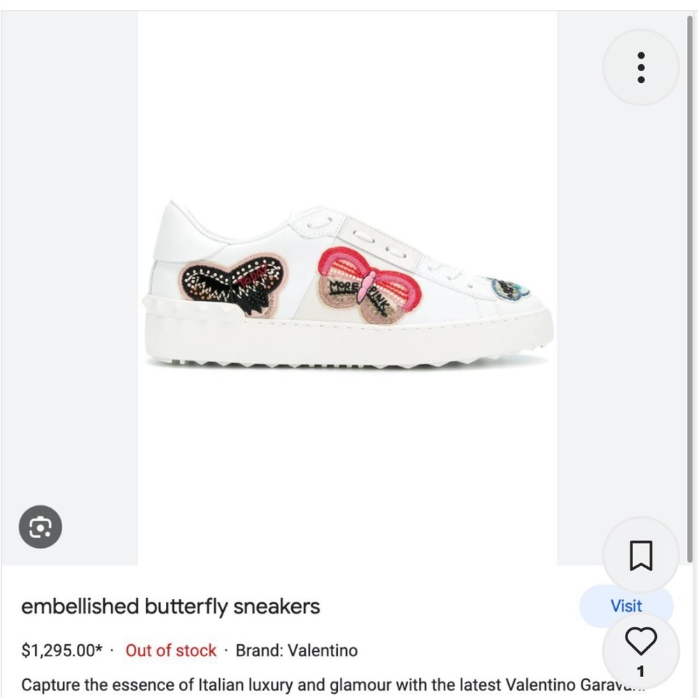 Valentino Embellished Leather Sneakers with Original Dustbag | US 7